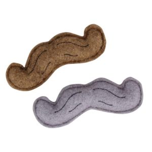 Catnip Toys | Moustache Brown & Grey Catnip Cat Toy – 2 Pack Cat Catnip Toys