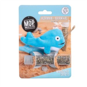 Catnip Toys | Norman The Narwhal Catnip Tube Cat Toy – Blue & White Cat Catnip Toys