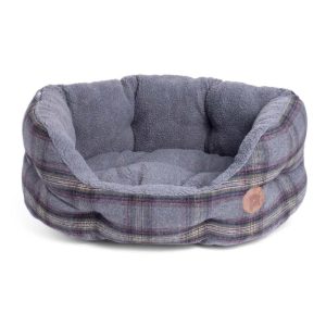 Donut Beds | Tweed Oval Dog Bed – Grey – Medium – 61Cm X 53Cm X 20Cm Beds & Blankets Beds & Blankets