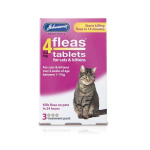 Flea, Tick & Worm | 4Fleas Tablets For Cats (1-11Kg) – 3 Tablets Cat Cats