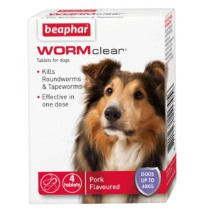 Flea, Tick & Worm | Wormclear Large Dog Tablets (Upto 40Kg) – 4 Per Pack Dog Dog