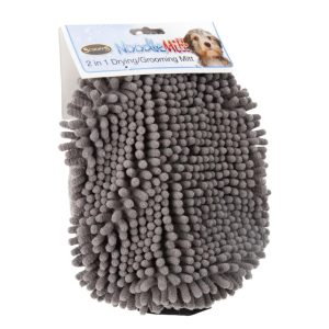 Grooming | Noodle Mitt 2-In-1 Drying & Grooming For Dogs – Grey – 1 Piece Dog Dog