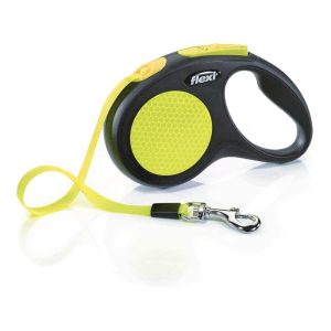 Leads & Harnesses | Neon Reflective Tape Black & Yellow Dog Lead – 5M – Small Grip Tape Dog Dog