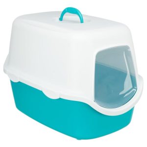 Litter & Litter Trays | Vico Cat Litter Tray With Dome – Turquoise & White – 1 Tray (Turquoise/White) Cat Cats