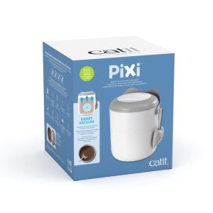 Pet Technology | Pixi Smart Vacuum Cat Food Container – White / Grey Cat Cats