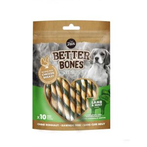 Treats & Training | Better Bones Alternative Rawhide Sticks Dog Treats – Lamb & Mint – 10 Per Pack – Lamb & Mint Dog Dog