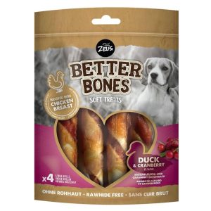 Treats & Training | Better Bones Large Rolls Dog Treats – Duck & Cranberry – 4 Pack – Duck & Cranberry Dog Dog