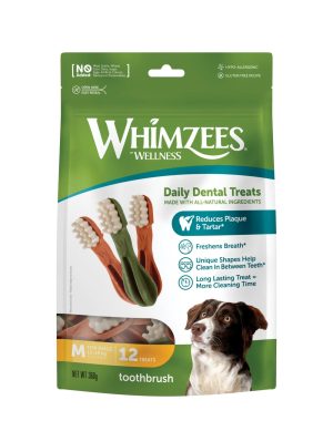 Treats & Training | Toothbrush Dental Chew Dog Treats – Medium – 12 Per Pack Dog Dog