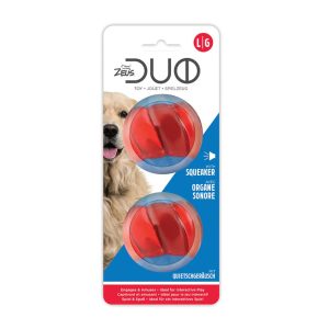 Tug & Chew Toys | Duo Ball Dog Toy With Squeaker – Large 6.3Cm (2.5 In) Dog Dog