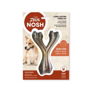 Tug & Chew Toys | Nosh Strong Bacon Flavour Single Dog Chew Bone Toy – L – Large Dog Dog