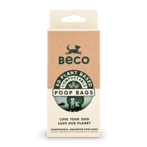 Poop & Waste Bags | Plant Based Compostable Unscented Dog Poop Bags – 60 Bags Dog Dog